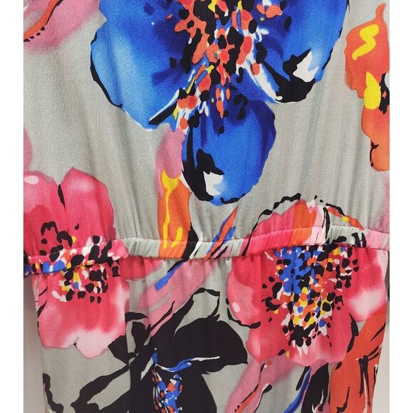 St. John Floral Tunic Dress With Rhinestone Accents Size P Silk Blend - Picture 8 of 15